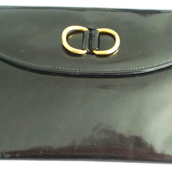 Vintage Christian Dior France Black Patent Leather - Picture 2 of 6